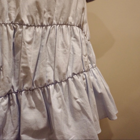 NWT Zara Trafaluc Light Blue Tiered Ruffle Blouse - Picture 2 of 6